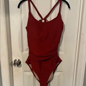 Elegant Rusty Red One-Piece Swimsuit